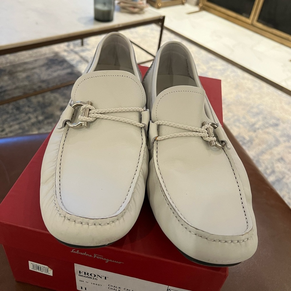 Men’s Salvatore Ferragamo Loafers Size 11 Chalk - Authentic